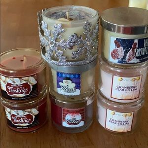 8 mini candles with snowflake holder.